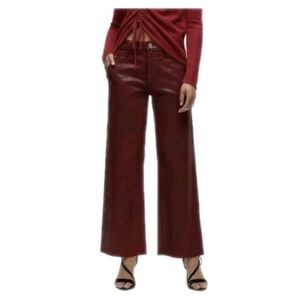 Hudson Rosie High Rise Wide Leg Ankle Jeans Red Dahlia Coated 33 NWT